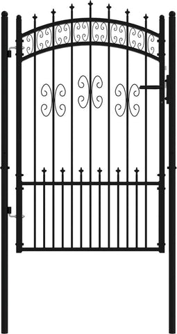 vidaXL - Poort - met - spijlpunten - 103x200 - cm - gepoedercoat - staal - zwart