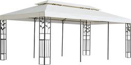 vidaXL - Prieel - met - dubbel - dak - 6x3 - m - wit