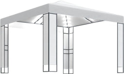 vidaXL - Prieel - met - dubbel - dak - en - LED-lichtslinger - 3x3 - m - wit