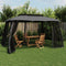 vidaXL - Prieel - met - gaaswanden - en - dubbel - dak - 3,93x2,93 - m - staal - antraciet