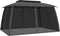 vidaXL - Prieel - met - gaaswanden - en - dubbel - dak - 3,93x2,93 - m - staal - antraciet