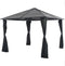 vidaXL - Prieel - met - gordijn - 3x3 - m - aluminium - zwart
