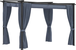 vidaXL - Prieel - met - gordijnen - 3x3 - m - staal - antraciet