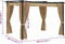 vidaXL - Prieel - met - gordijnen - 3x3 - m - staal - taupe