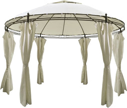 vidaXL - Prieel - met - gordijnen - rond - 3,5x2,7 - m