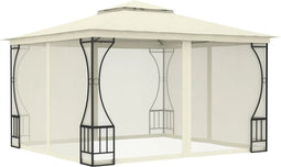 vidaXL - Prieel - met - netten - 300x300x265 - cm - crèmekleurig