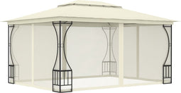 vidaXL - Prieel - met - netten - 300x400x265 - cm - crèmekleurig