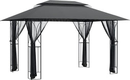 vidaXL - Prieel - met - zijwanden - 400x300x270 - cm - staal - antracietkleurig