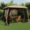 vidaXL - Prieel - zijwanden - van - gaas - en - dubbel - dak - 2,93x2,93 - m - staal - taupe
