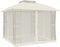 vidaXL - Prieel - zijwanden - van - gaas - en - dubbel - dak - 2,94x2,94 - m - staal - crème