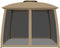 vidaXL - Prieel - zijwanden - van - gaas - en - dubbel - dak - 2,93x2,93 - m - staal - taupe