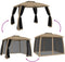 vidaXL - Prieel - zijwanden - van - gaas - en - dubbel - dak - 2,93x2,93 - m - staal - taupe
