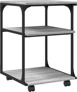 vidaXL - Printerkastje - 3-laags - 43x48x64 - cm - bewerkt - hout - grijs - sonoma
