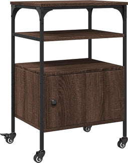 vidaXL - Printerkastje - 3-laags - 50x40x76 - cm - bewerkt - hout - bruin - eiken