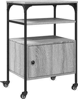 vidaXL - Printerkastje - 3-laags - 50x40x76 - cm - bewerkt - hout - grijs - sonoma