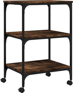 vidaXL - Printerkastje - 3-laags - 50x41x75 - cm - bewerkt - hout - gerookt - eiken