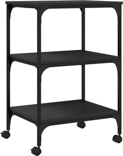 vidaXL - Printerkastje - 3-laags - 50x41x75 - cm - bewerkt - hout - zwart