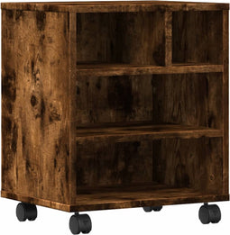 vidaXL - Printerkastje - met - wielen - 41x32x48 - cm - gerookt - eikenkleurig