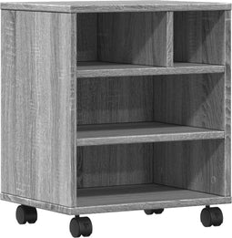 vidaXL - Printerkastje - met - wielen - 41x32x48 - cm - grijs - sonoma - eikenkleur