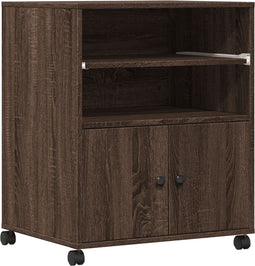 vidaXL - Printerkastje - met - wielen - 60x48x74 - cm - bruin - eikenkleurig
