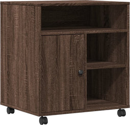 vidaXL - Printerkastje - met - wielen - 60x50x67 - cm - bruin - eikenkleurig