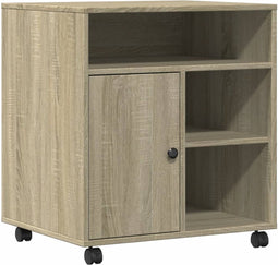 vidaXL - Printerkastje - met - wielen - 60x50x67 - cm - sonoma - eikenkleurig