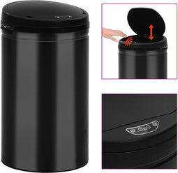 vidaXL - Prullenbak - met - automatische - sensor - 40 - L - koolstofstaal - zwart