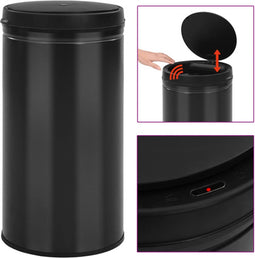 vidaXL - Prullenbak - met - automatische - sensor - 60 - L - koolstofstaal - zwart
