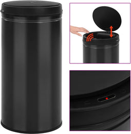 vidaXL - Prullenbak - met - automatische - sensor - 70 - L - koolstofstaal - zwart