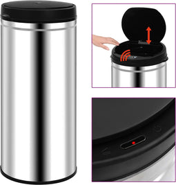 vidaXL - Prullenbak - met - automatische - sensor - 80 - L - roestvrij - staal