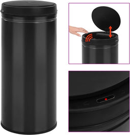 vidaXL - Prullenbak - met - automatische - sensor - 80 - L - koolstofstaal - zwart