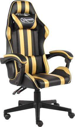 vidaXL - Racestoel - kunstleer - zwart - en - goudkleurig