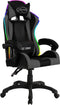 vidaXL - Racestoel - met - RGB - LED-verlichting - kunstleer - grijs - en - zwart
