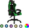 vidaXL - Racestoel - met - RGB - LED-verlichting - kunstleer - groen - en - zwart