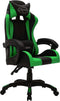 vidaXL - Racestoel - met - RGB - LED-verlichting - kunstleer - groen - en - zwart