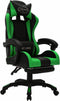 vidaXL - Racestoel - met - RGB - LED-verlichting - kunstleer - groen - en - zwart