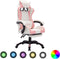 vidaXL - Racestoel - met - RGB - LED-verlichting - kunstleer - roze - en - wit