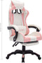 vidaXL - Racestoel - met - RGB - LED-verlichting - kunstleer - roze - en - wit