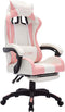 vidaXL - Racestoel - met - RGB - LED-verlichting - kunstleer - roze - en - wit