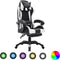 vidaXL - Racestoel - met - RGB - LED-verlichting - kunstleer - wit - en - zwart