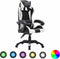 vidaXL - Racestoel - met - RGB - LED-verlichting - kunstleer - wit - en - zwart