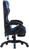 vidaXL - Racestoel - met - voetensteun - kunstleer - blauw - en - zwart