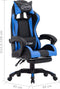 vidaXL - Racestoel - met - voetensteun - kunstleer - blauw - en - zwart