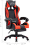 vidaXL - Racestoel - met - voetensteun - kunstleer - rood - en - zwart