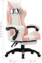vidaXL - Racestoel - met - voetensteun - kunstleer - roze - en - wit