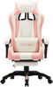 vidaXL - Racestoel - met - voetensteun - kunstleer - roze - en - wit