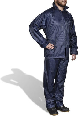 vidaXL - Regenpak - 2-delig - met - capuchon - (mannen - / - marineblauw - / - maat - XL)