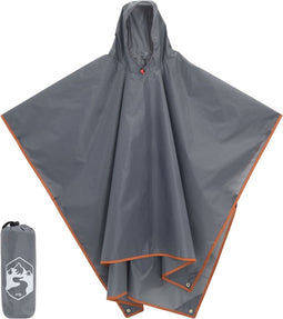 vidaXL - Regenponcho - met - capuchon - 2-in-1 - ontwerp - 223x145 - cm - grijs - oranje