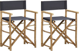 vidaXL - Regisseursstoelen - 2 - st - inklapbaar - donkergrijs - bamboe - en - stof