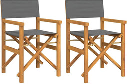 vidaXL - Regisseursstoelen - inklapbaar - 2 - st - massief - teakhout - grijs